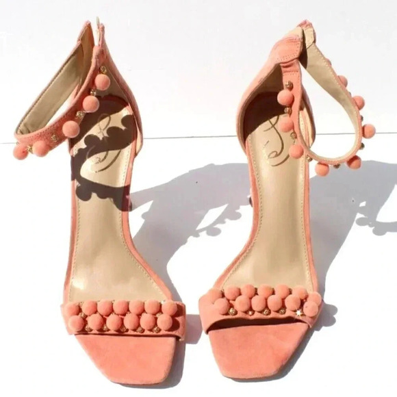 New Pink Sam Edelman Women's Luella Embellished Beaded High Heel Sandals Sz 10 - Picture 1 of 2